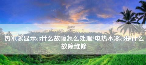 夏普热水器代码故障大全（解读常见代码故障）